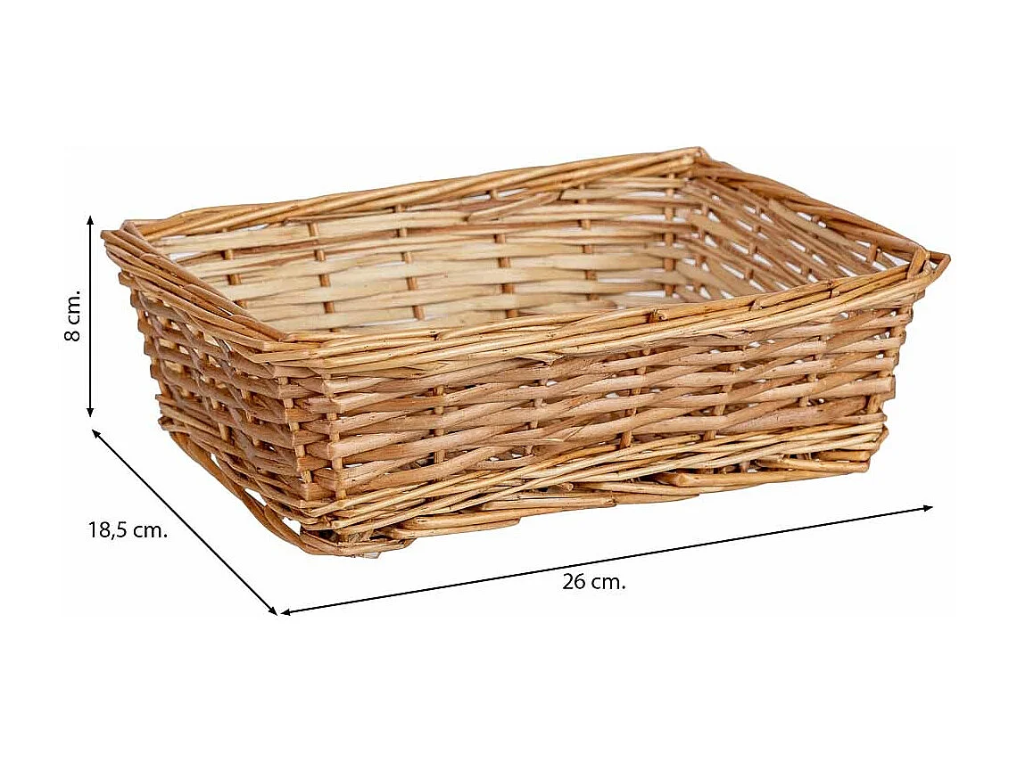Panier rectangulaire en osier marron 26x18,5x8h cm