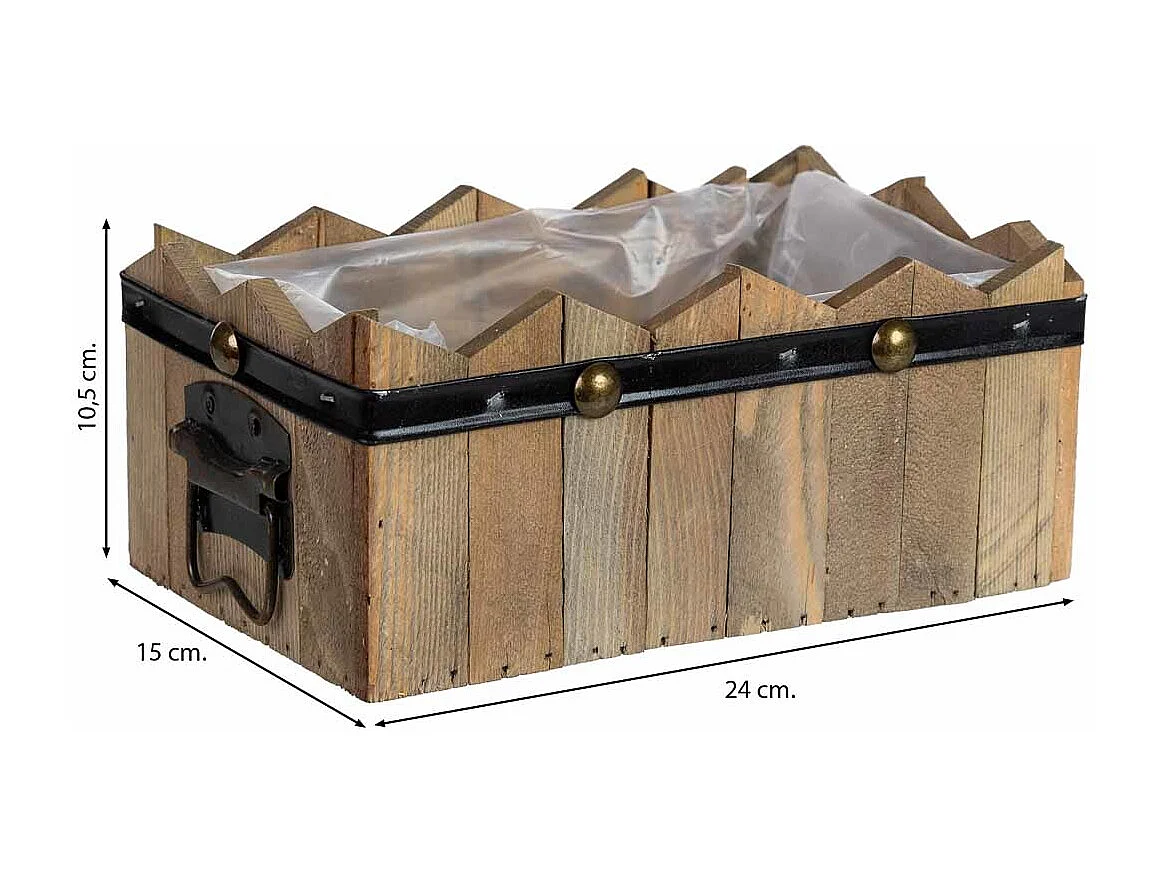 Cesto rectangular de madera azul 24x15x9/10.5h cm