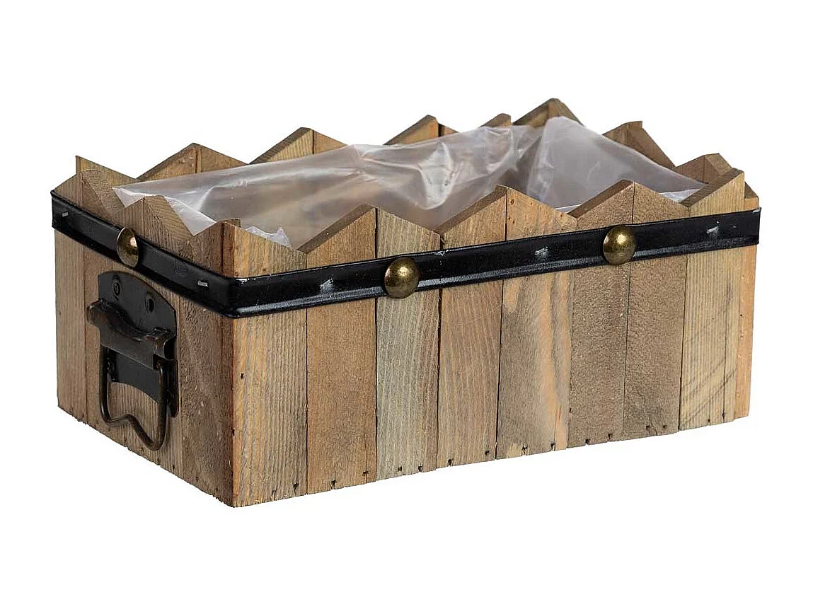 Panier rectangulaire en bois bleu 24x15x9/10,5h cm