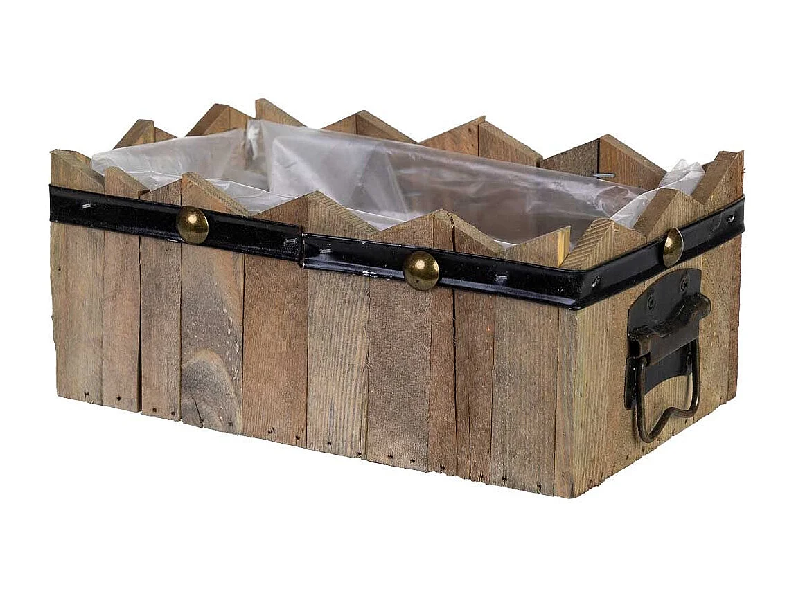 Panier rectangulaire en bois bleu 24x15x9/10,5h cm