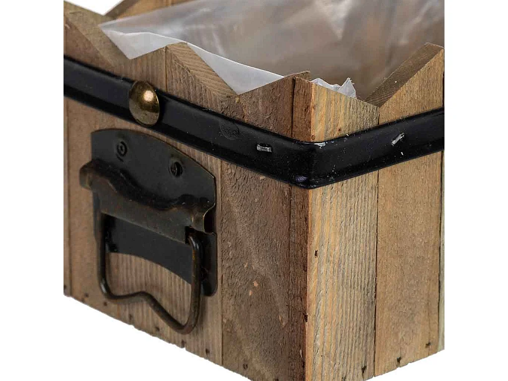 Panier rectangulaire en bois bleu 24x15x9/10,5h cm