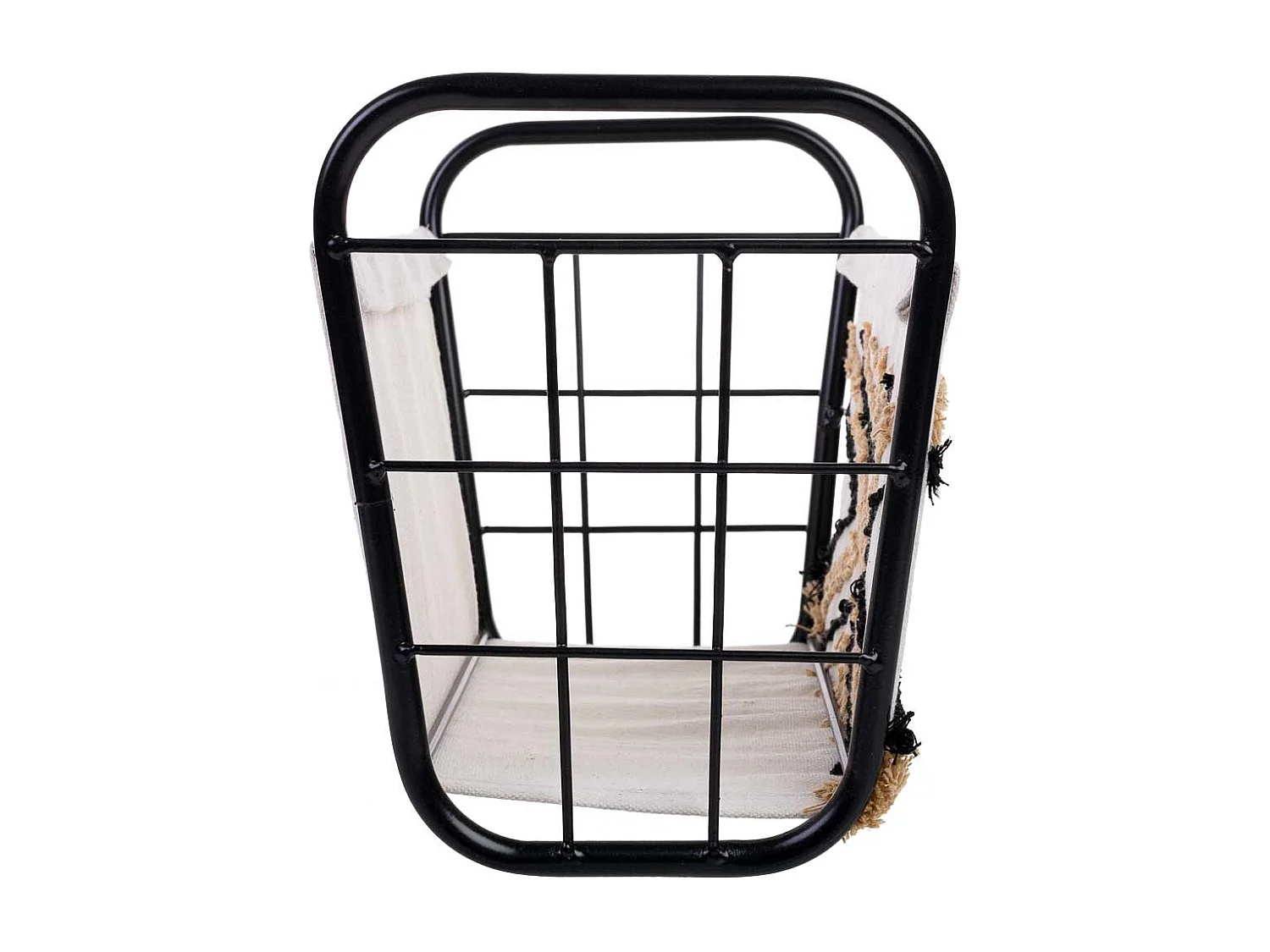 Panier de rangement en métal et tissu 31x18x17/23h cm
