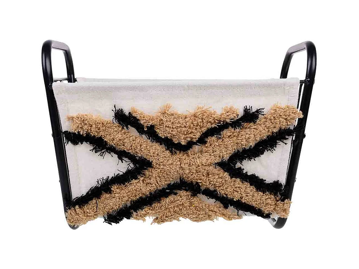 Panier de rangement en métal et tissu 31x18x17/23