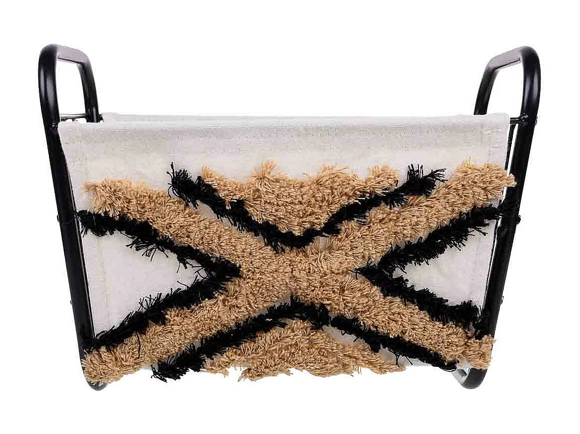Panier de rangement en métal et tissu 31x18x17/23h cm