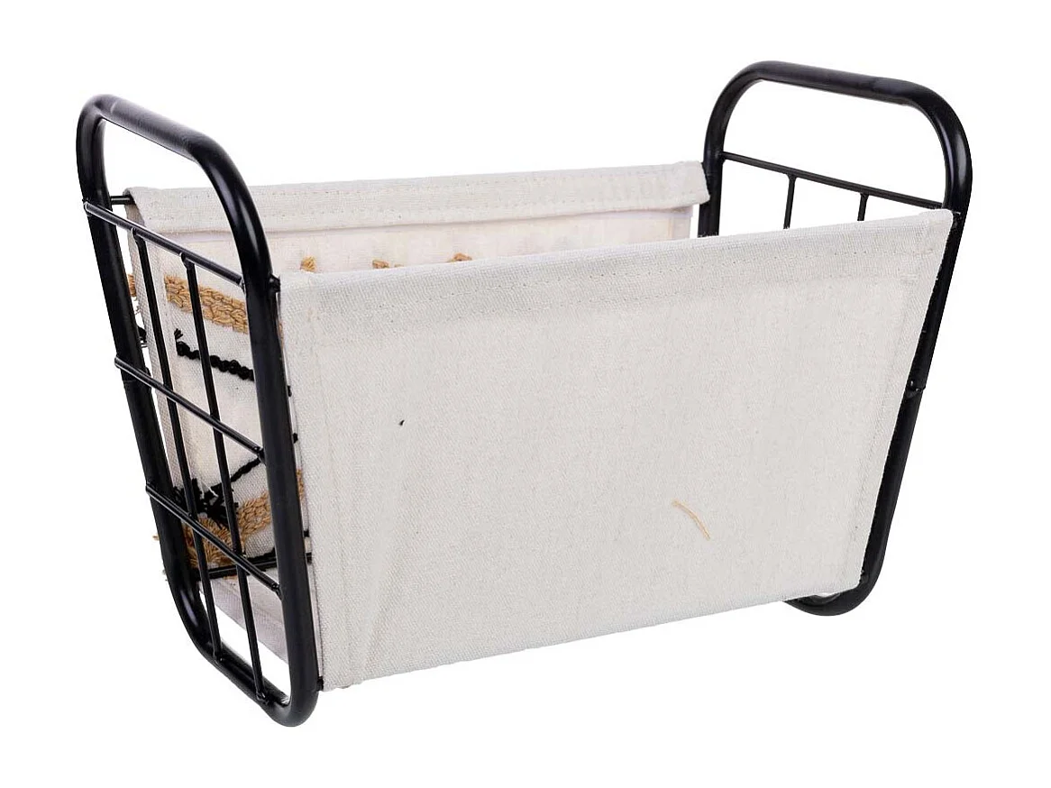 Panier de rangement en métal et tissu 31x18x17/23h cm