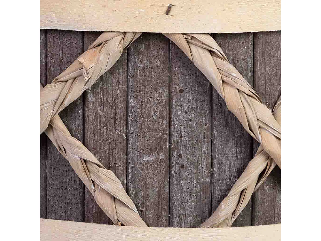 Cesto redondo de madera gris con asas 18x18x12h cm