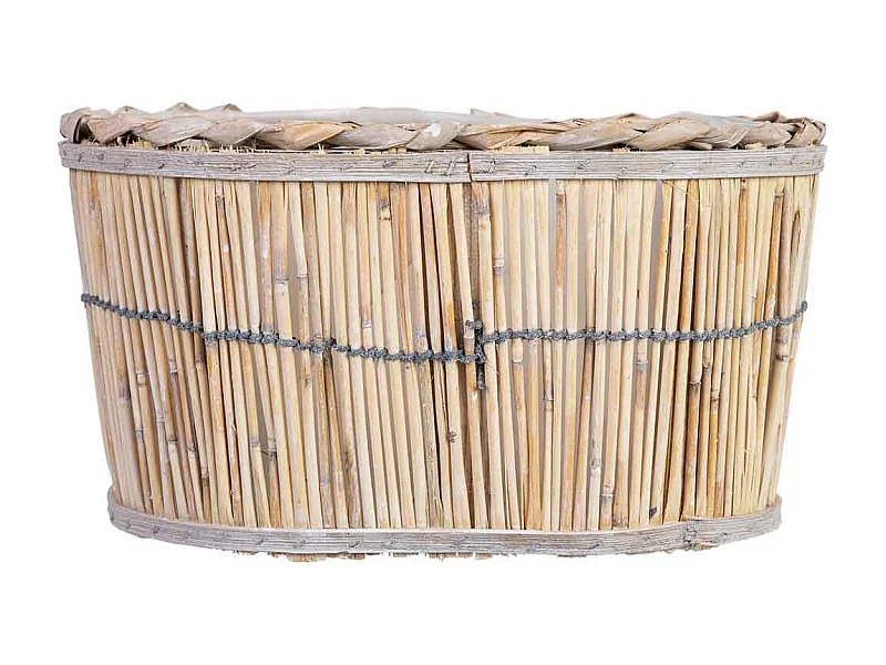 Panier ovale en bambou marron 28x19x14h cm