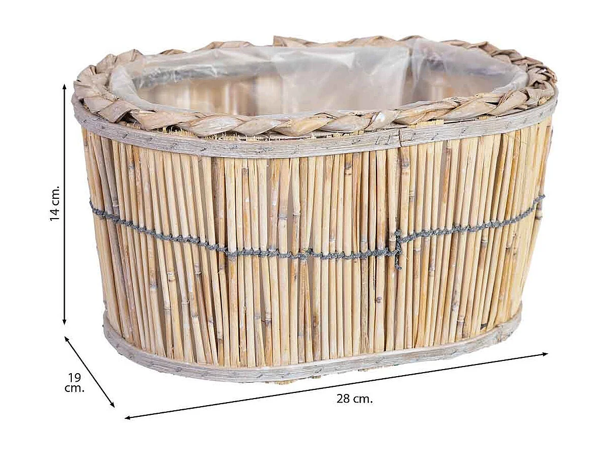 Panier ovale en bambou marron 28x19x14h cm