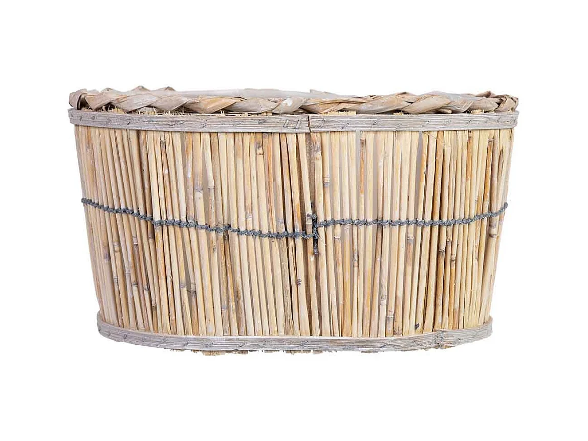 Cesto oval em bambu castanho 28x19x14h cm