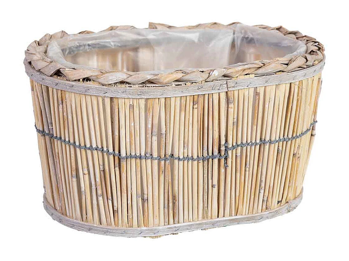 Cesto ovale in bambù marrone 28x19x14h cm