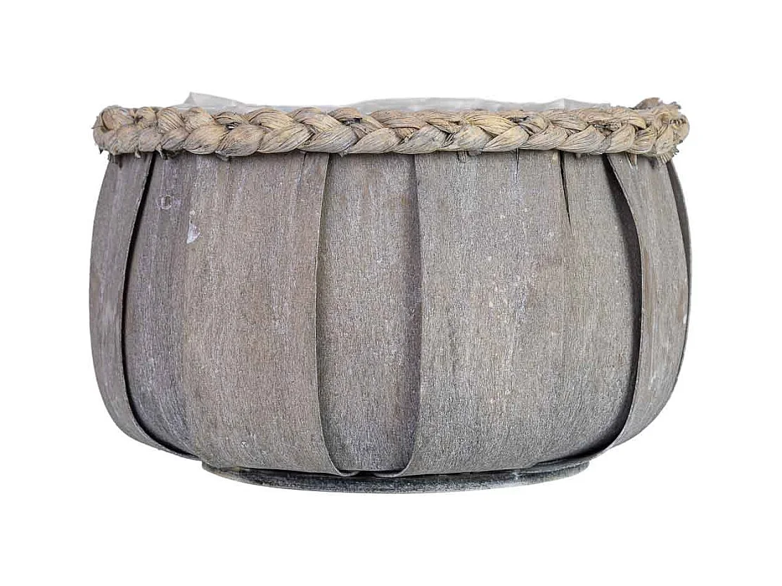 Cesto redondo em madeira azul 20x20x12h cm