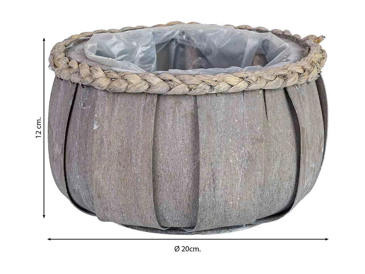 Cesto redondo em madeira azul 20x20x12h cm