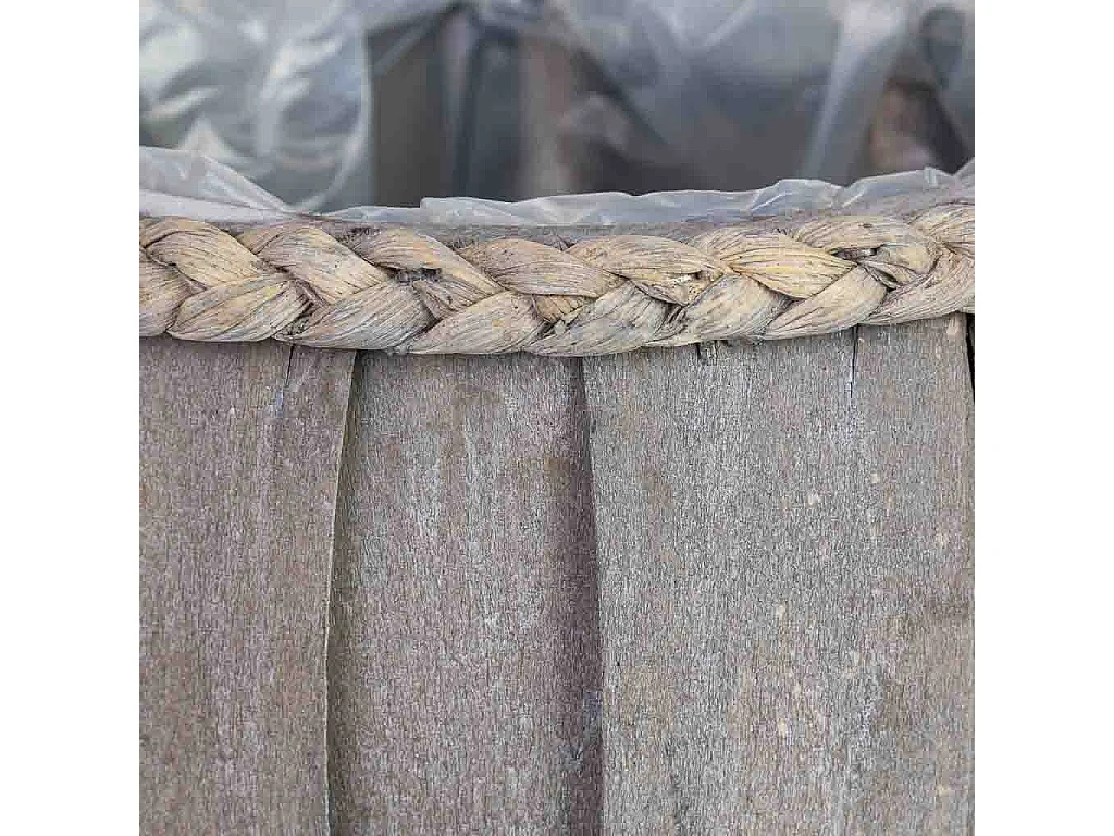 Cesto redondo em madeira azul 20x20x12h cm