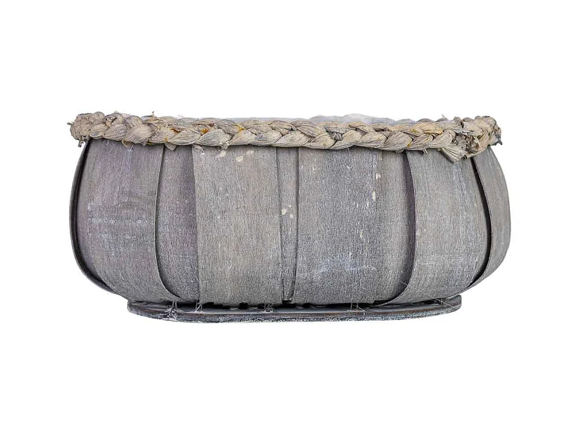 Panier ovale en bois bleu 25x17x11h cm