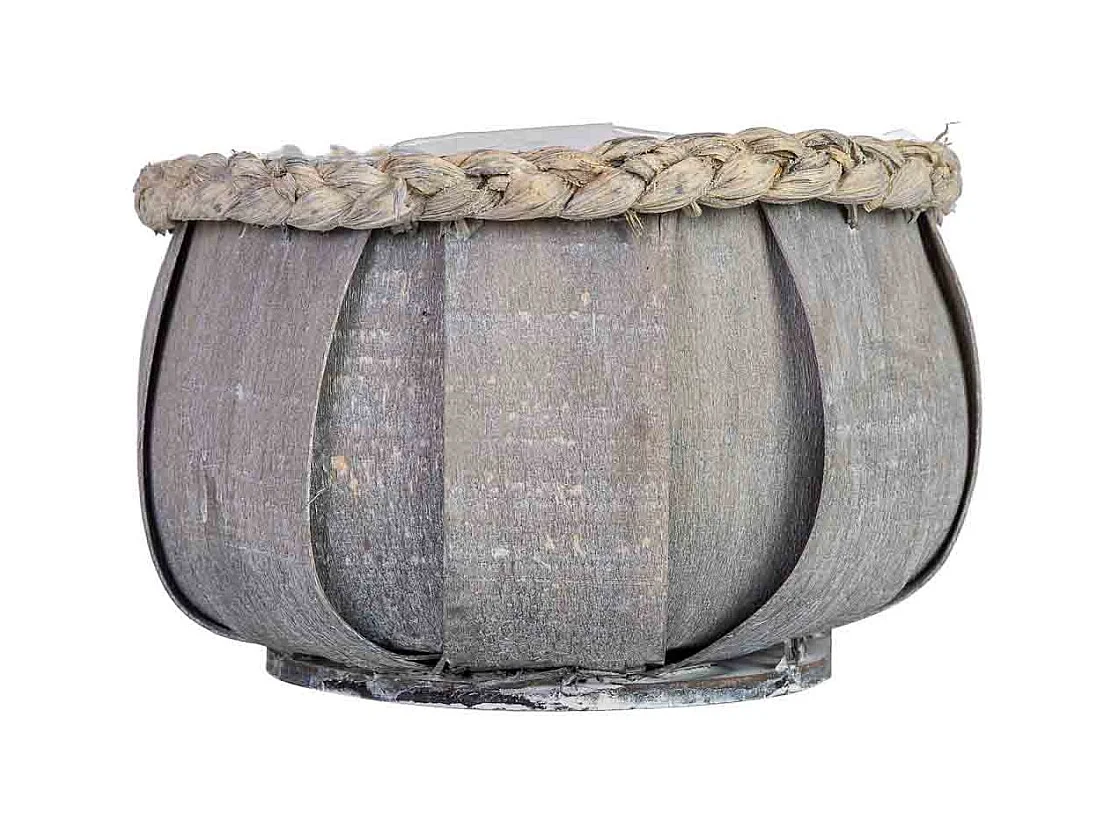 Panier ovale en bois bleu 25x17x11h cm