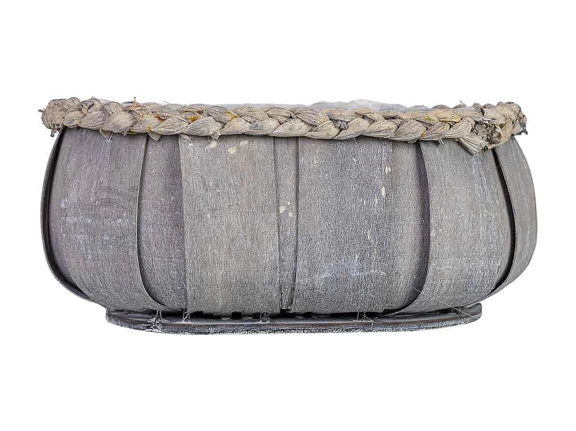 Cesto oval em madeira azul 25x17x11h cm