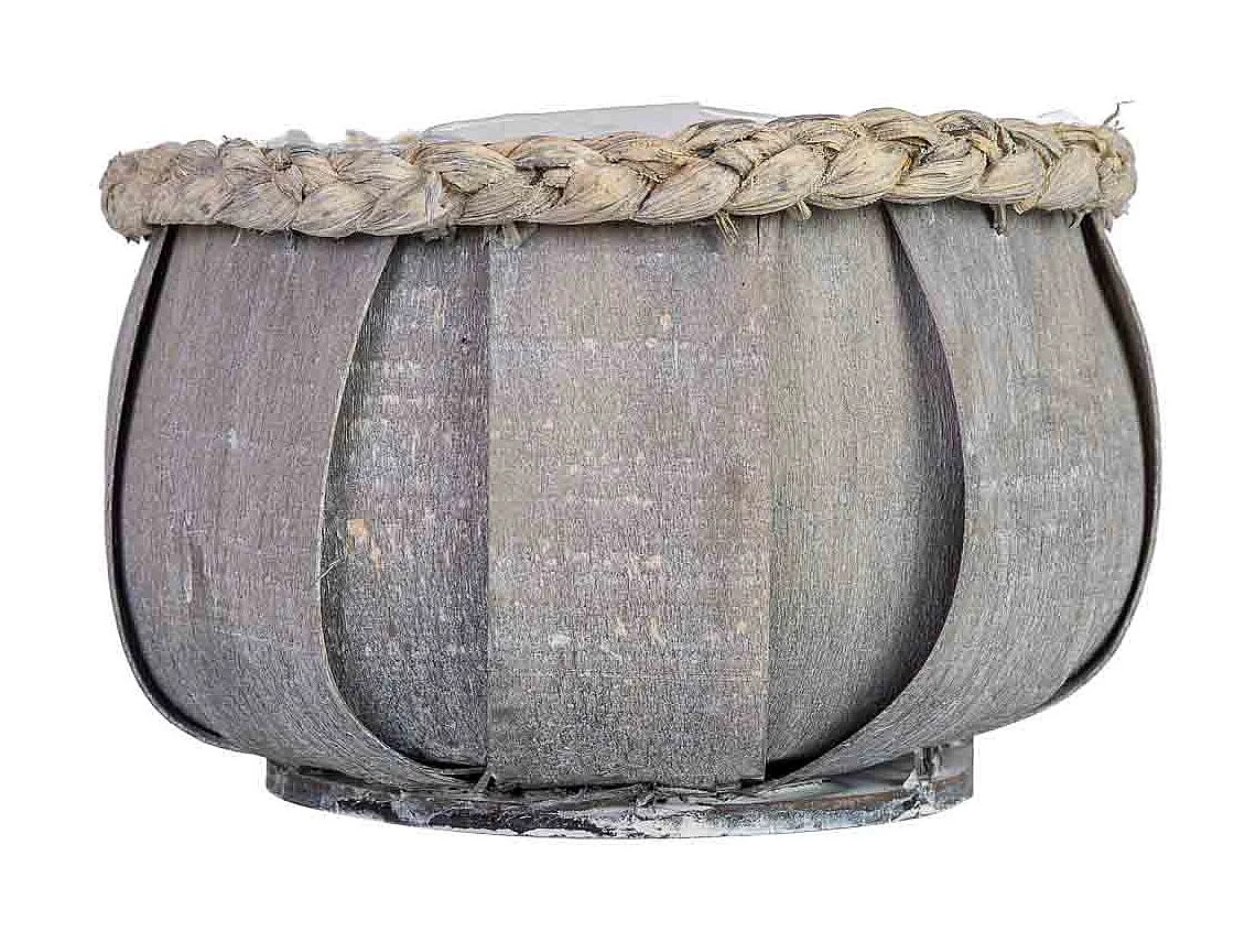 Cesto oval em madeira azul 25x17x11h cm