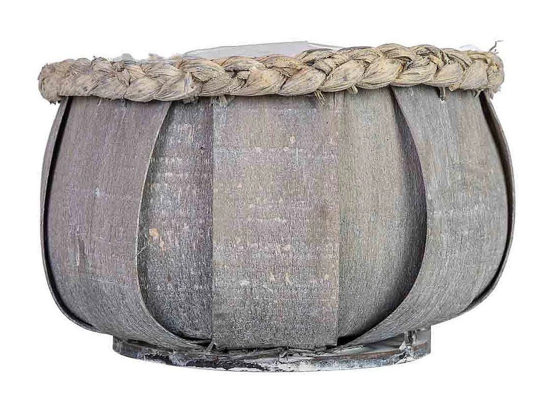 Cesto oval em madeira azul 25x17x11h cm