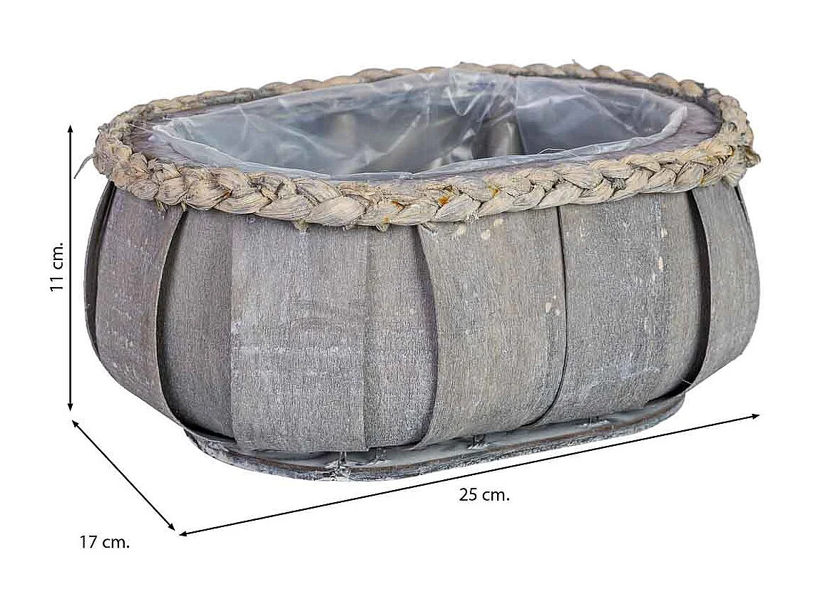 Blauer ovaler Holzkorb 25x17x11h cm