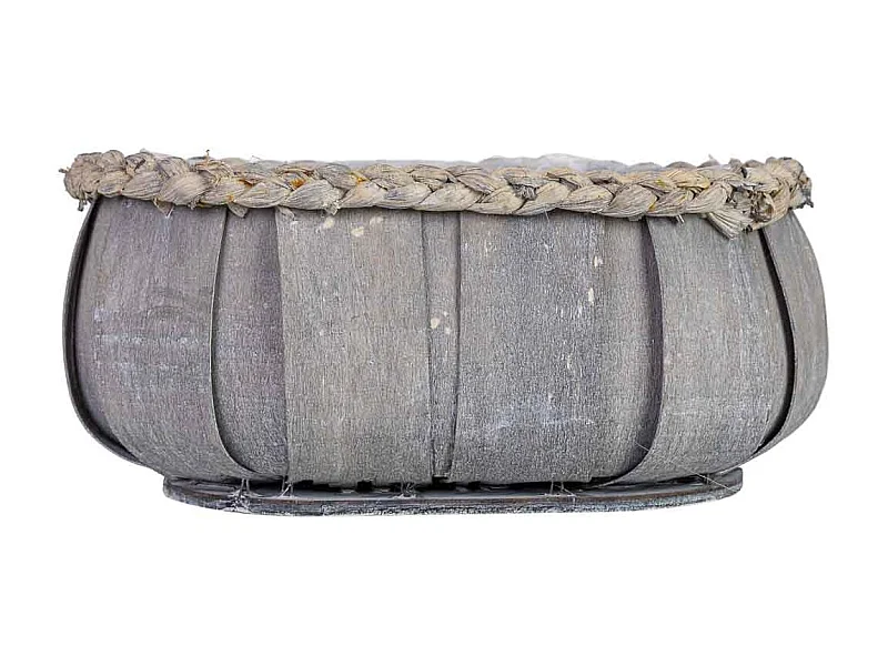 Cesto oval em madeira azul 25x17x11h cm