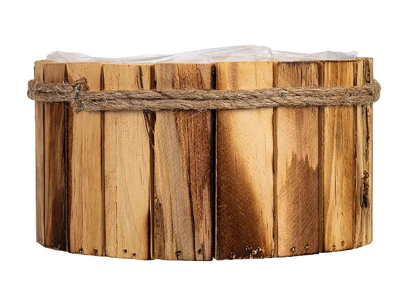 Cesto redondo em madeira 19x19x10h cm