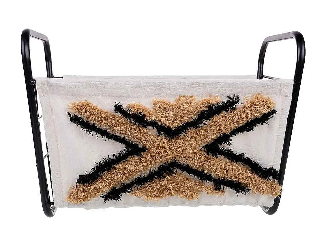 Panier de rangement en métal et tissu 36x23x19/26h cm