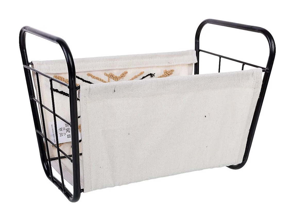 Panier de rangement en métal et tissu 36x23x19/26h cm