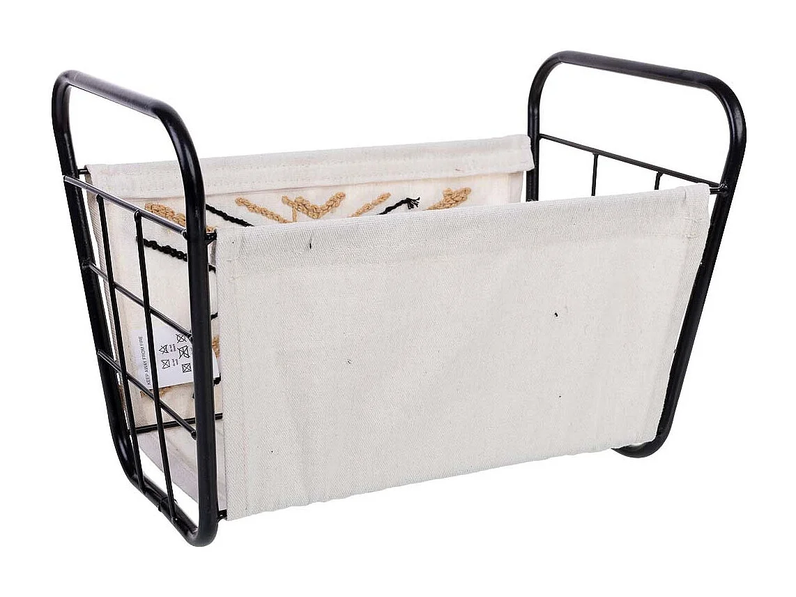 Cesto portaoggetti in metallo e tessuto 36x23x19/26h cm