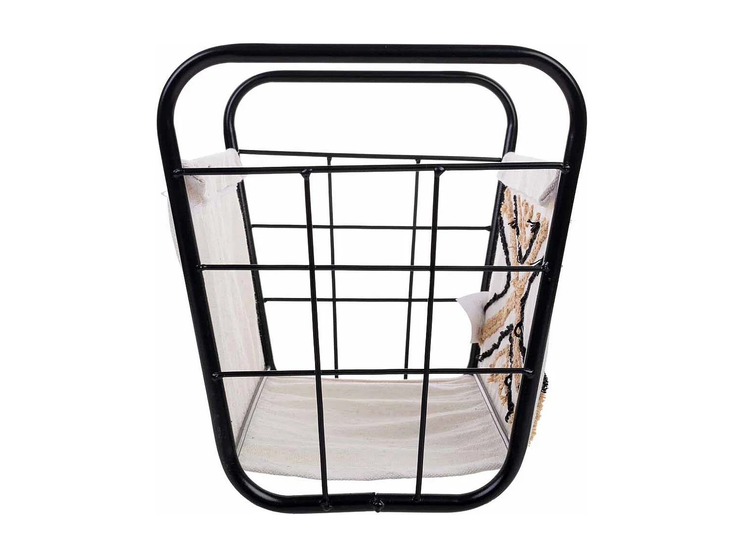 Cesto portaoggetti in metallo e tessuto 36x23x19/26h cm