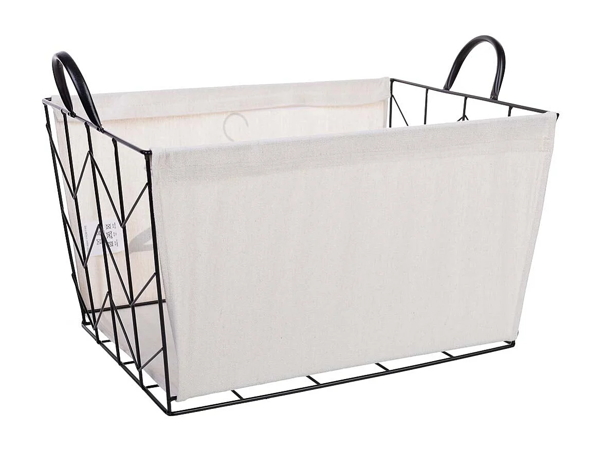 Cesto in metallo e tessuto 45x33x26/32