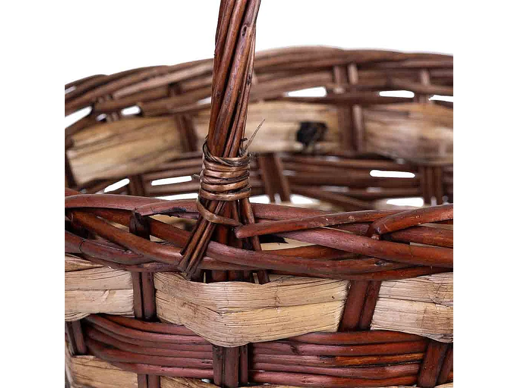 Lot de 3 paniers en osier marron 34x34x15h/37hh - 28x28x14h/32hh - 23x23x12h/28hh