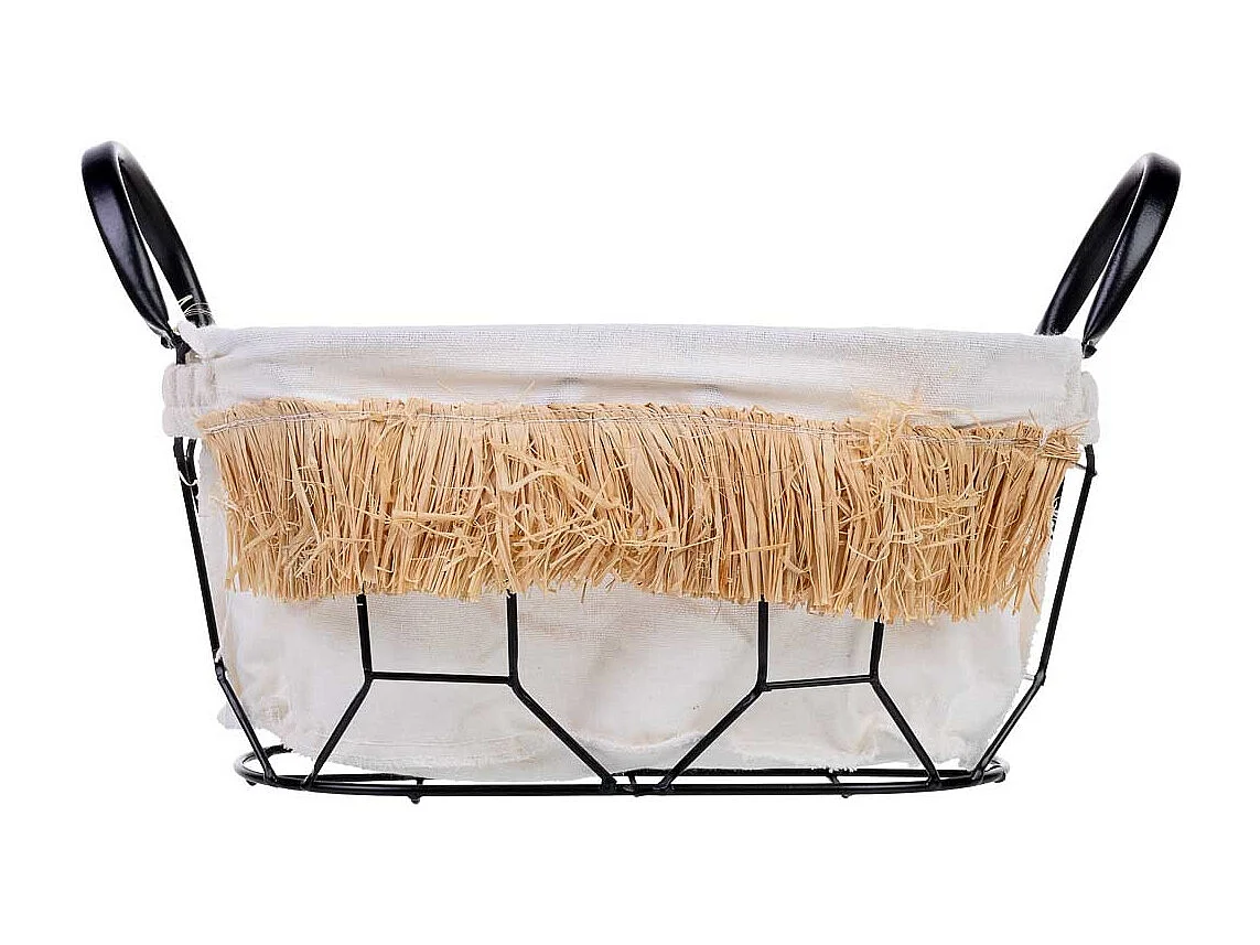 Panier de rangement en métal et tissu 30x18x14/21