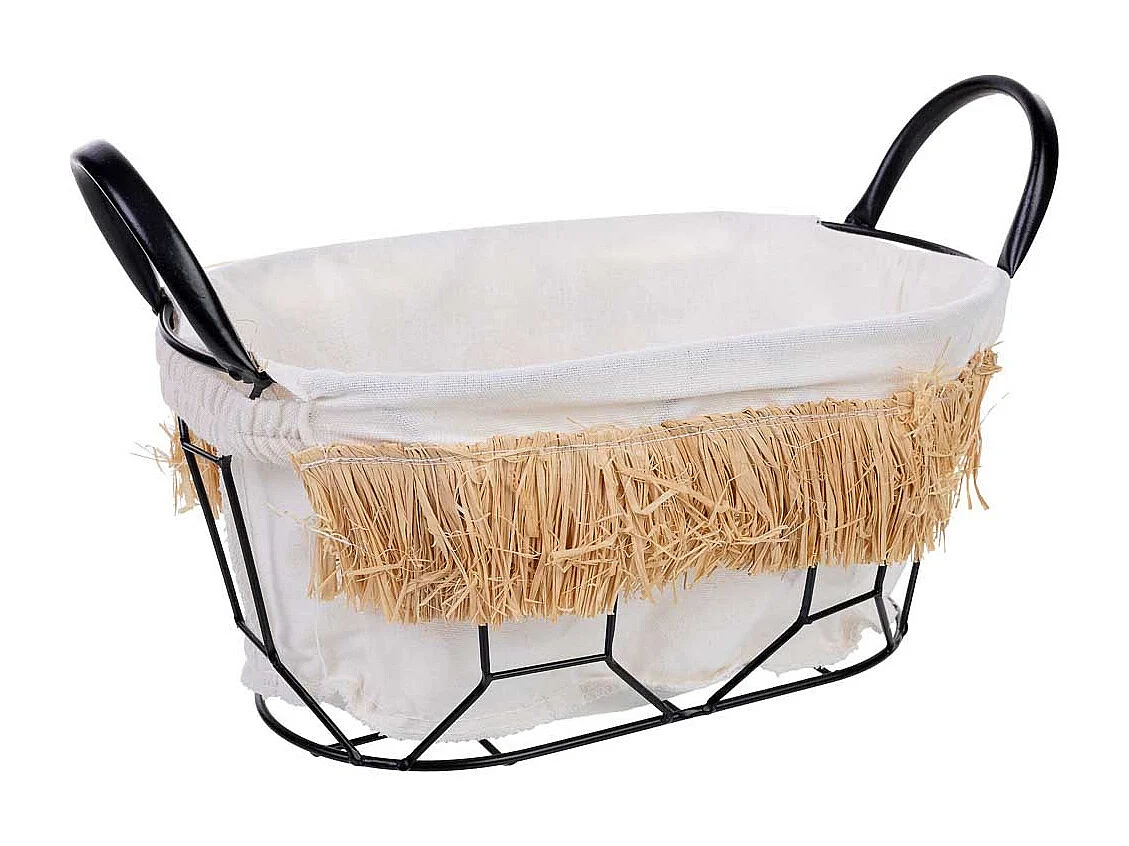 Panier de rangement en métal et tissu 30x18x14/21