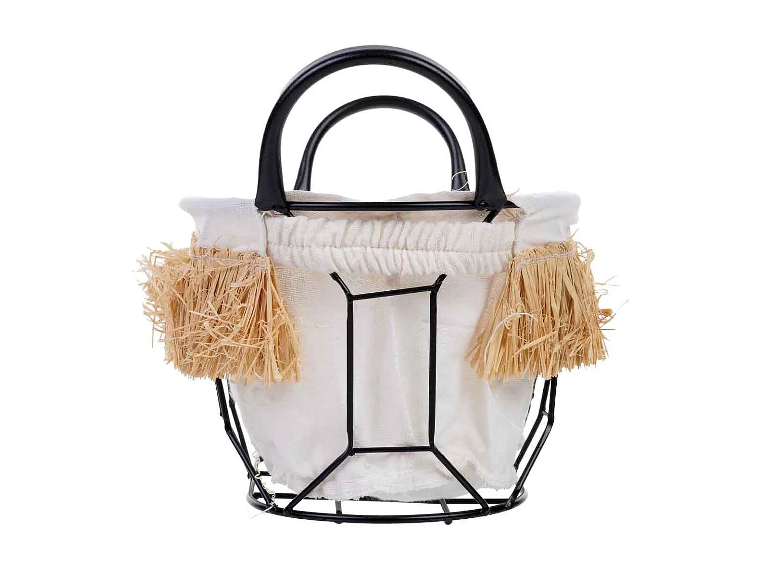 Panier de rangement en métal et tissu 30x18x14/21