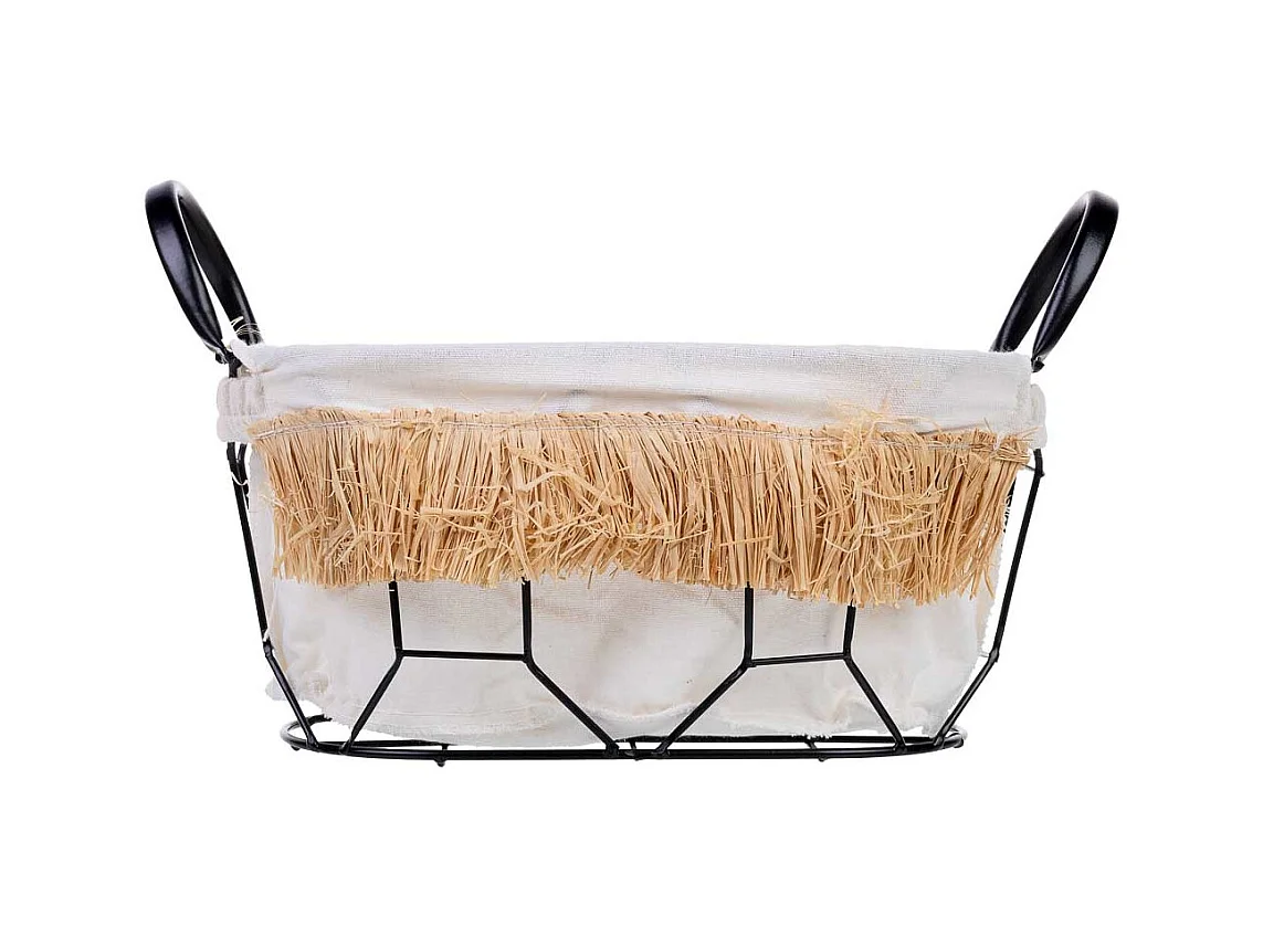 Panier de rangement en métal et tissu 30x18x14/21