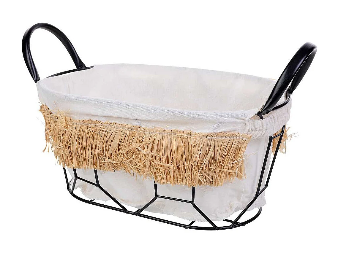 Cesto de armazenamento de metal e tecido 30x18x14/21