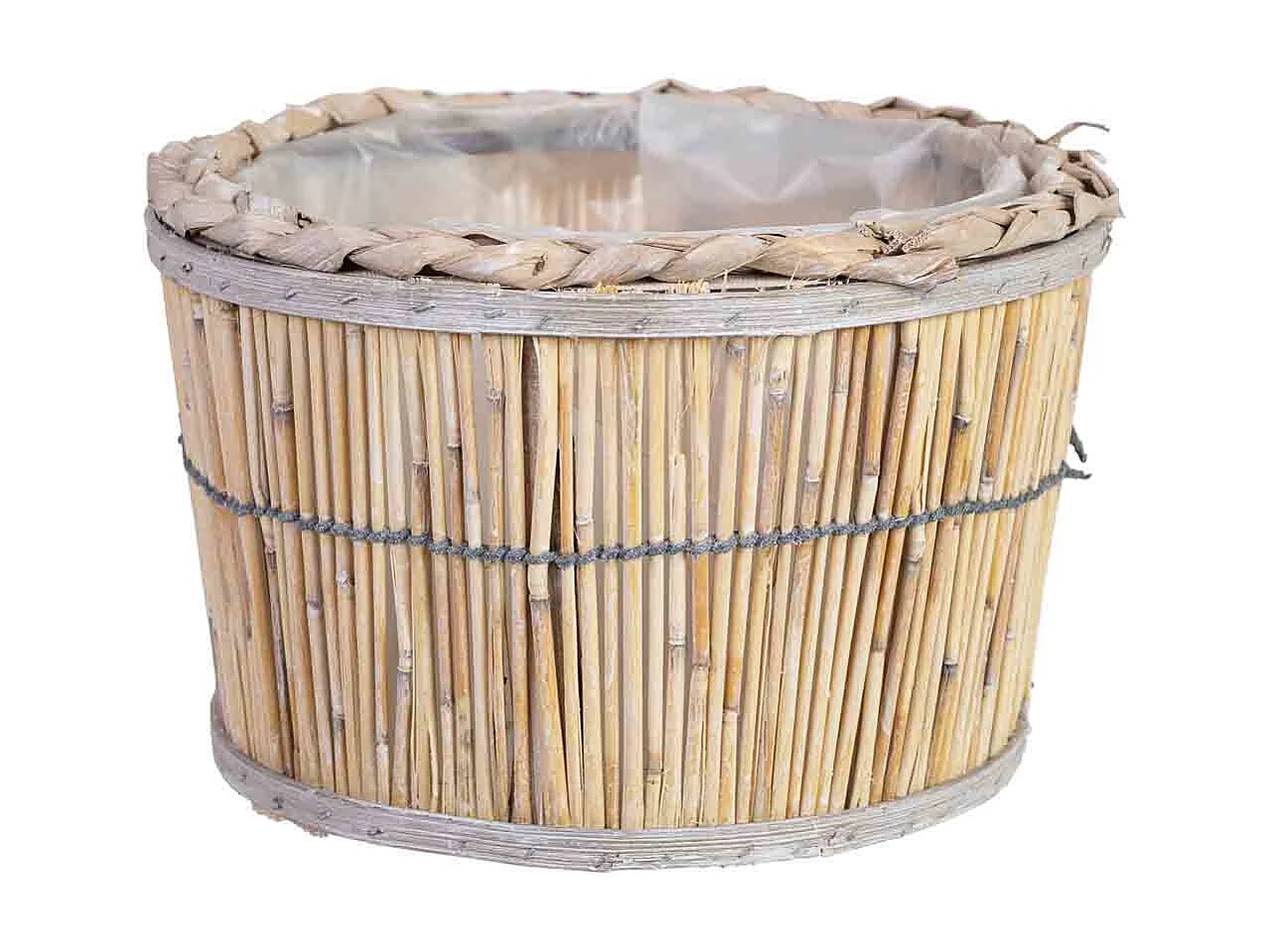 Panier rond en bambou marron 24x24x14h cm