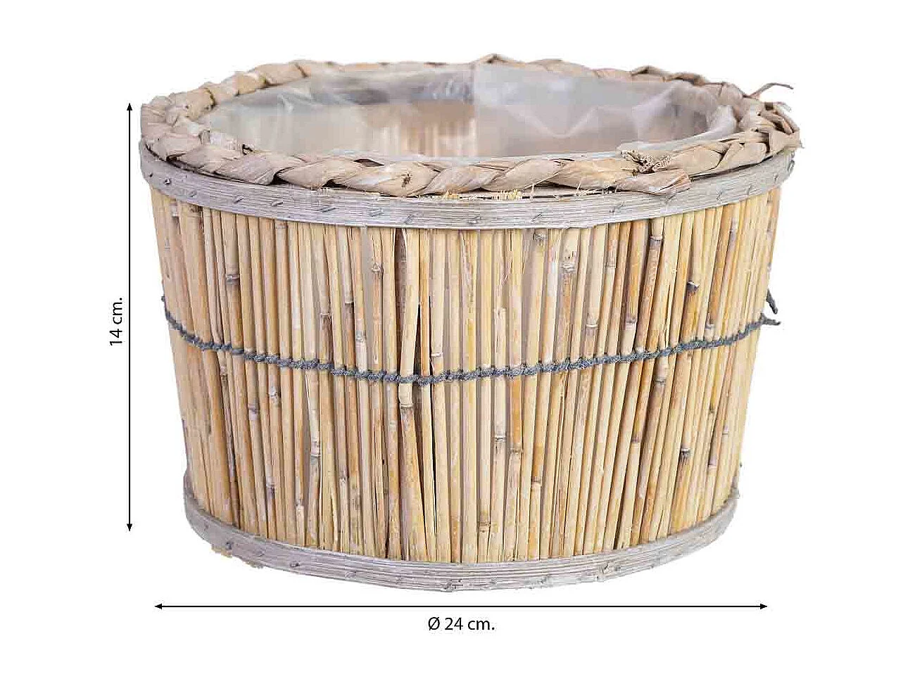 Panier rond en bambou marron 24x24x14h cm