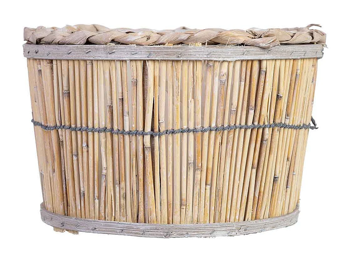 Cesto redondo de bambú marrón 24x24x14h cm