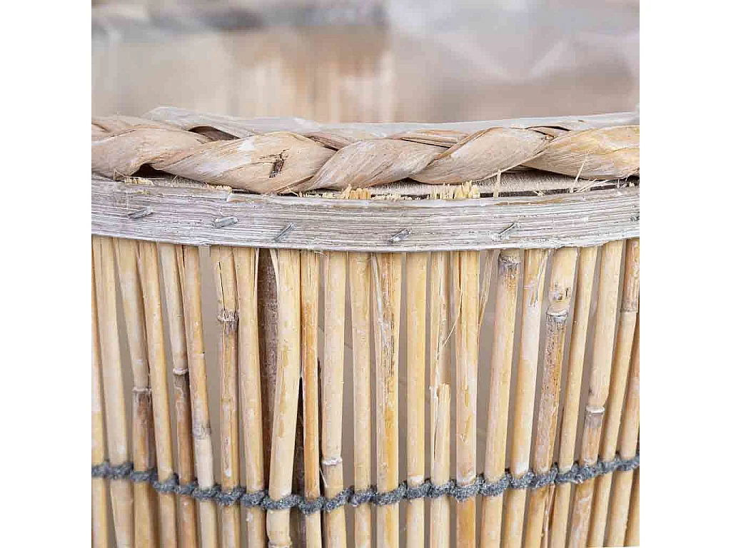 Cesto redondo de bambú marrón 24x24x14h cm