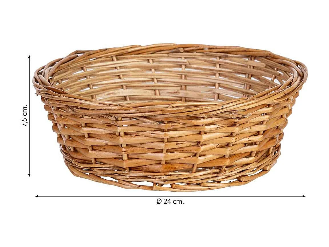 Panier rond en osier marron 24x24x7,5h cm