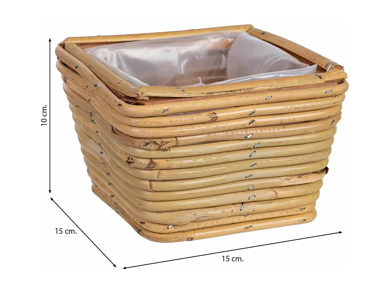Cesto quadrado em bambu 15x15x10h cm