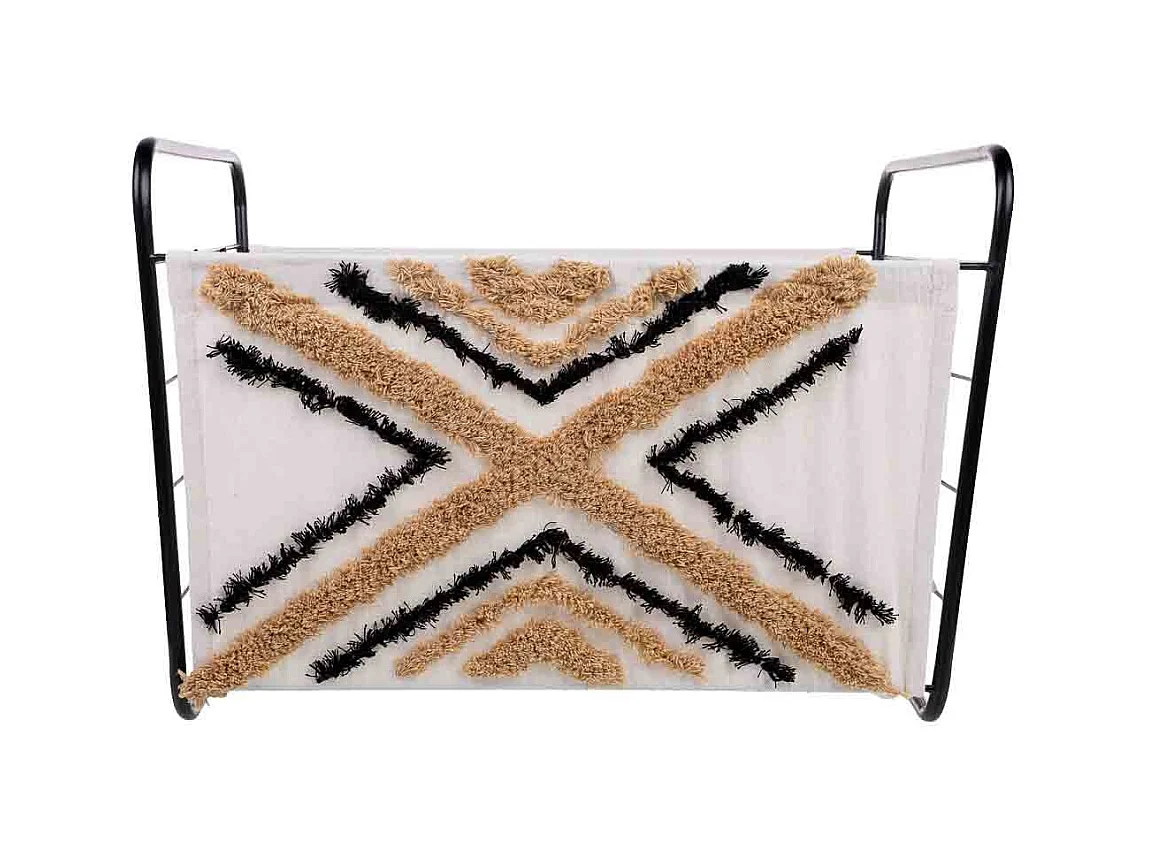 Panier de rangement en métal et tissu 51x38x30/36 cm