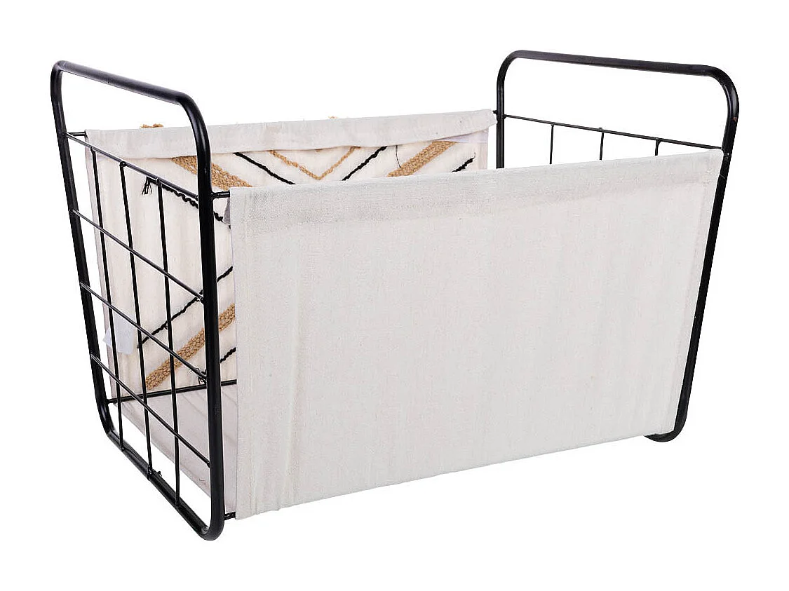 Panier de rangement en métal et tissu 51x38x30/36 cm
