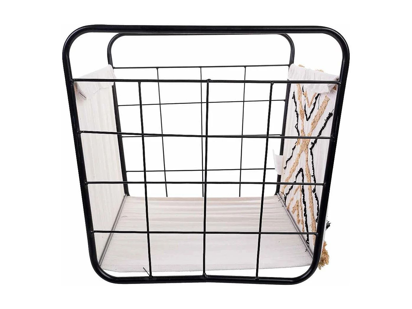 Panier de rangement en métal et tissu 51x38x30/36 cm