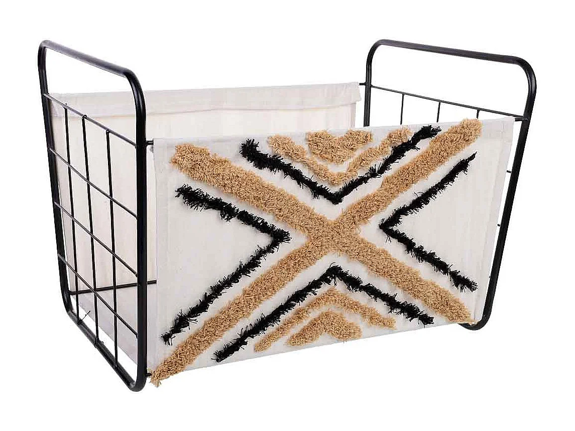 Metal and fabric storage basket 51x38x30/36h cm