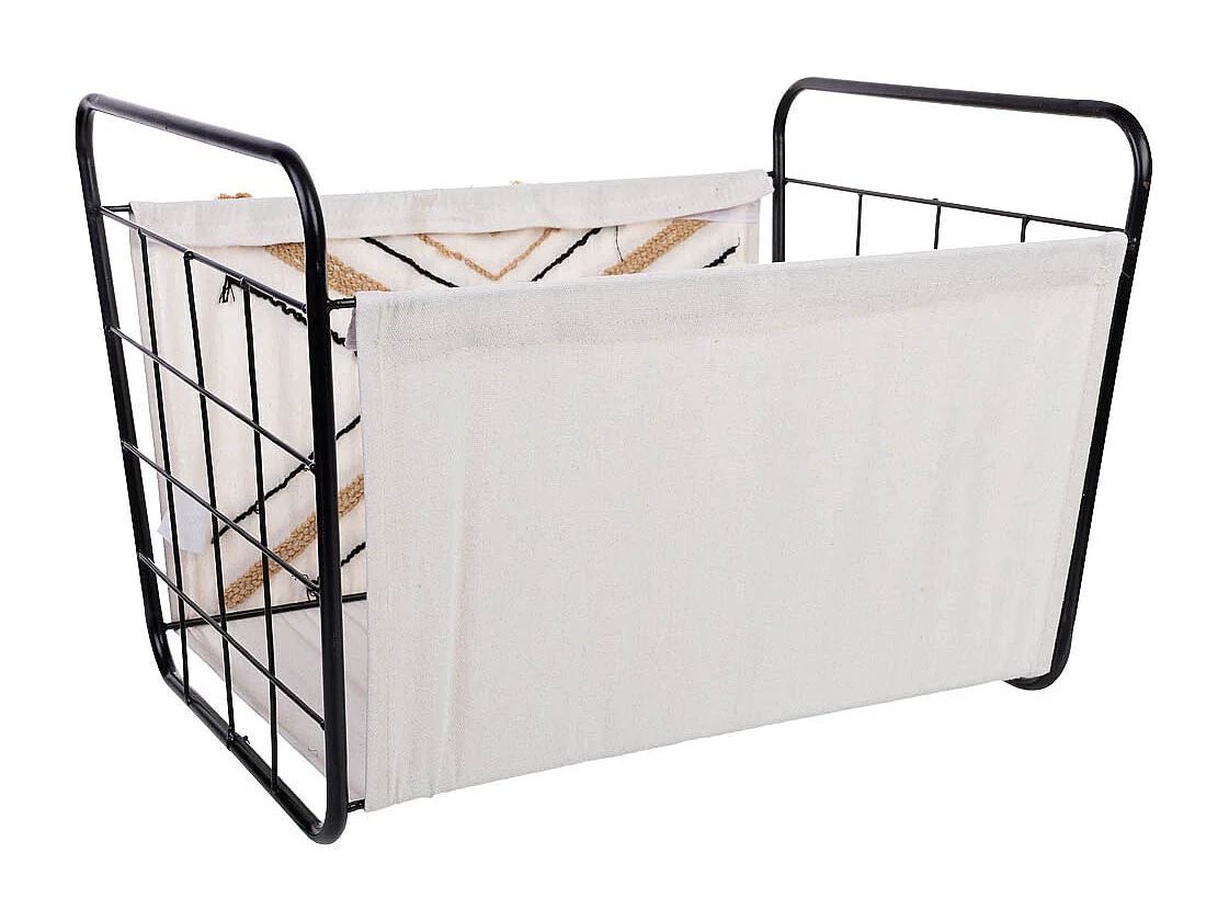 Metal and fabric storage basket 51x38x30/36h cm