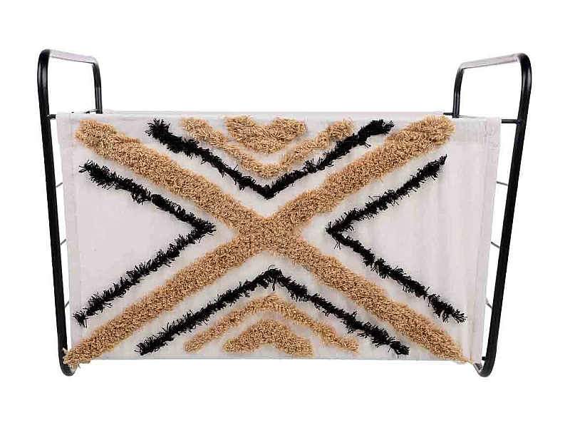 Metal and fabric storage basket 51x38x30/36h cm