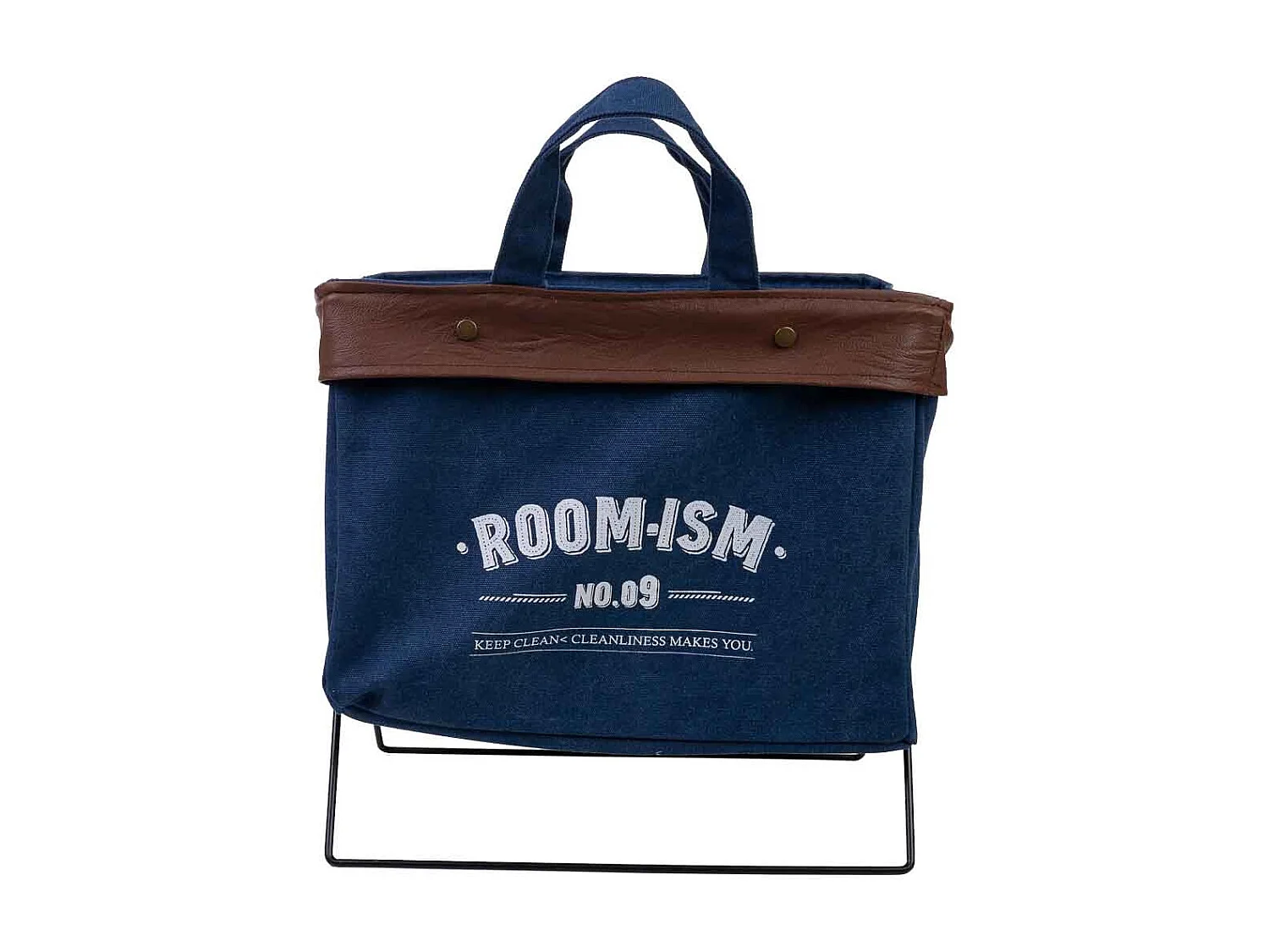 Panier de rangement en métal et tissu 38x26x36h cm