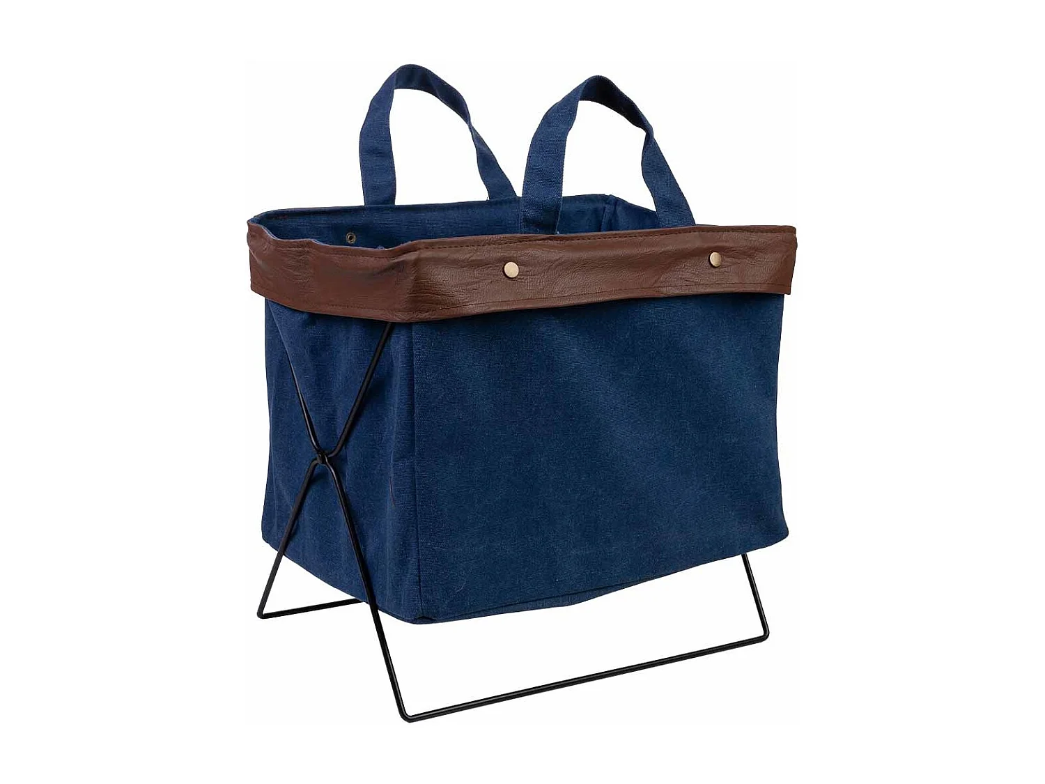 Panier de rangement en métal et tissu 38x26x36h cm